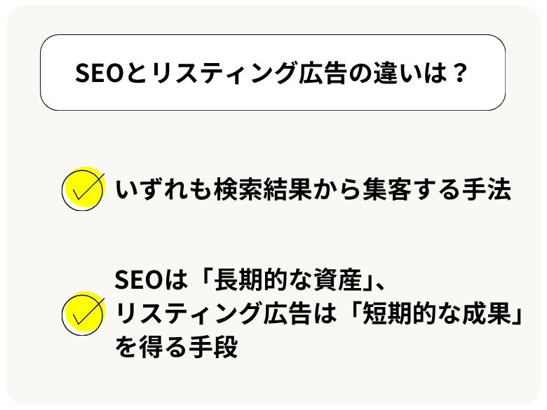 SEOとリスティング広告の違いは?