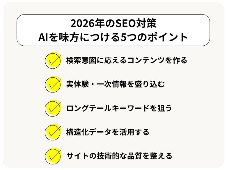 2026年のSEO対策：AIを味方につける5つのポイント